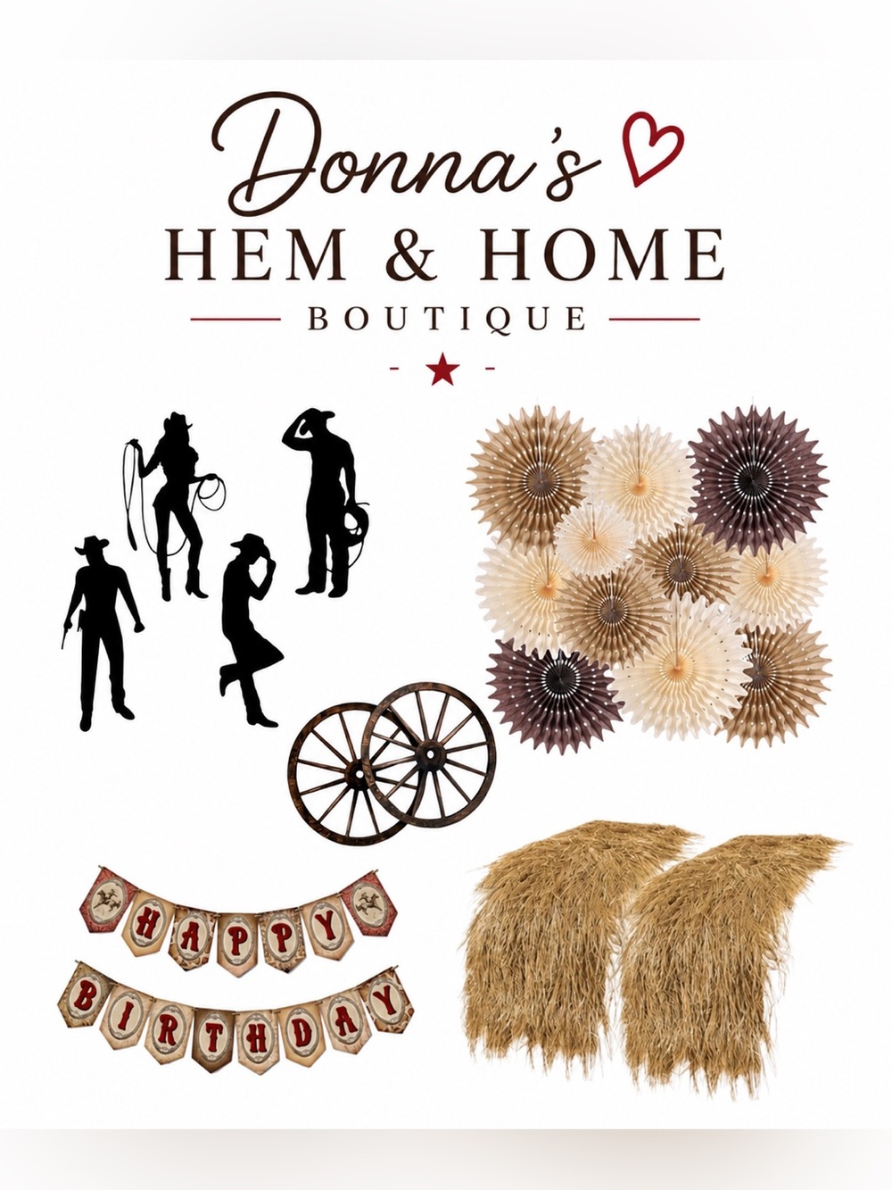 🐴Festive Country Western, Wild West Themed-Party & Photo Prop/Setup Decor Bundle
